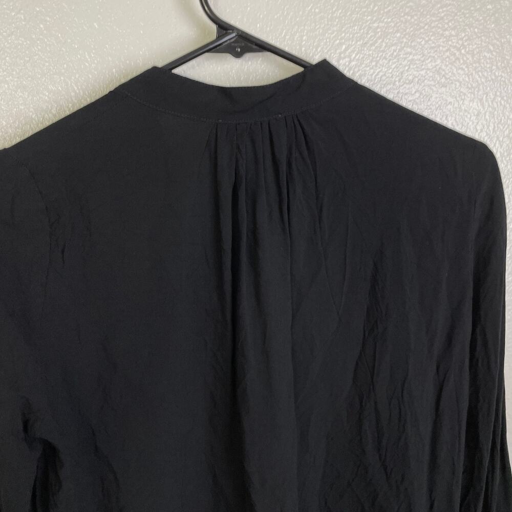 Zadig & Voltaire Tink Top Womens XS Black V Neck Blouse Long Sleeve Pleat Career - Picture 7 of 11